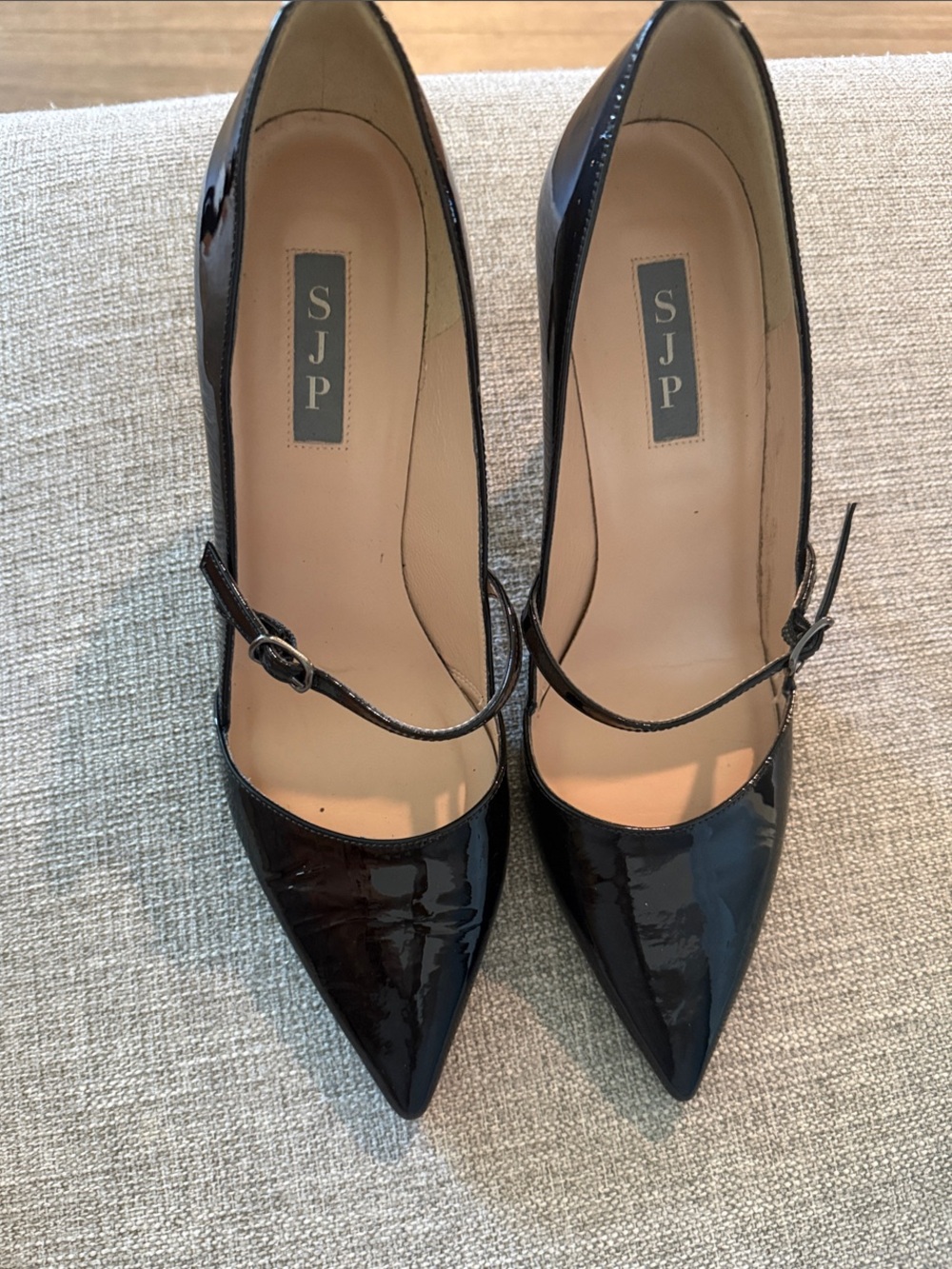 SJP by Sarah Jessica Parker Black Patent Pointed Mary Jane Pumps